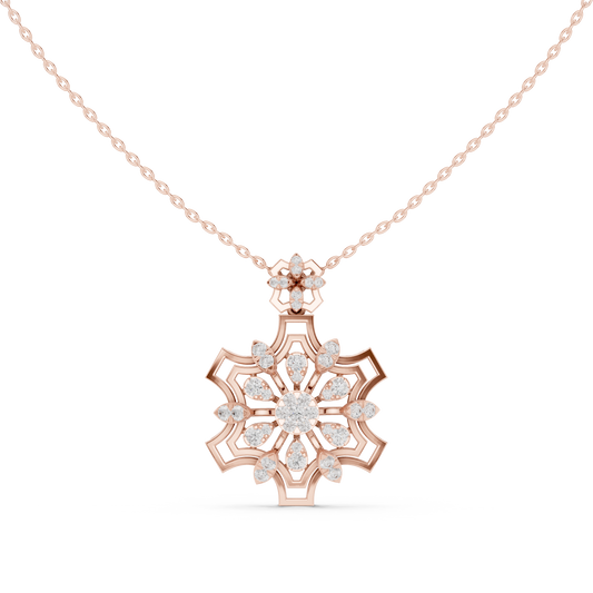 Moissanite Snowflake Floral Pendant Necklace