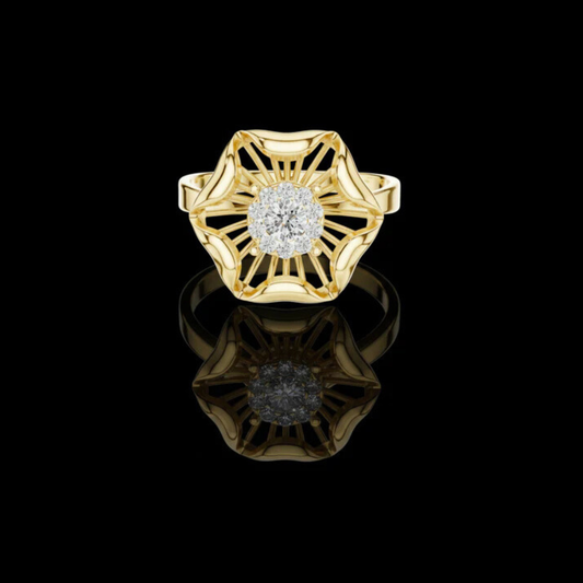 Floral Inspire Open Work Round Moissanite Diamond Engagement Ring