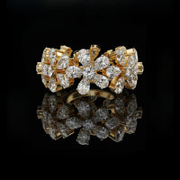 Floral Ring In Moissanite Diamond With Pear And Round Cut Diamond