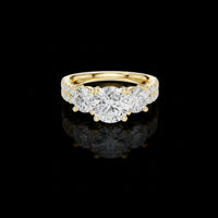1.30 CT Featuring Three Stone Gold Ring Round-Cut Center and Side Moissanite Diamonds With Pave Accents