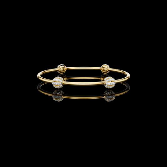 1.26 TCW Premium Luxury Lab Grown Bracelet with Pave Diamond Studded Orb Accents