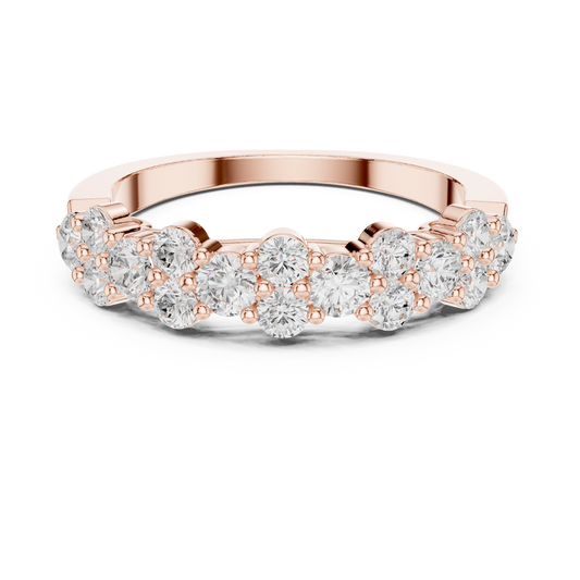 Round Cut Lab Grown Diamond Cluster Half Eternity Wedding Band Ring