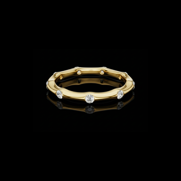 0.32 TCW Contemporary Gold Moissanite Diamond Band Ring with Scattered Round Diamonds