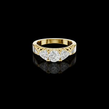 0.50 CT Ornate Trinity Three Stone Lab Grown Diamond Ring with Trillion Decorative Accents