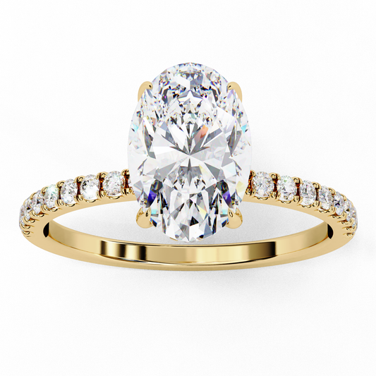 1.20 CT Elegant Oval Cut Pave Band Lab Grown Diamond Bridal Ring with Sparkling Finish