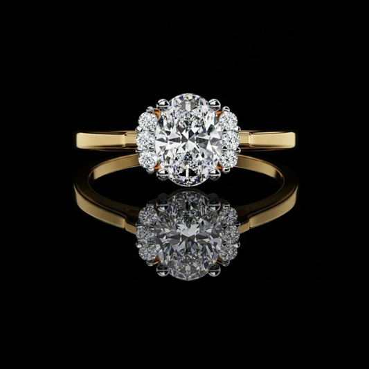 Lab Grown Oval Diamond Cluster Wedding Bridal Ring