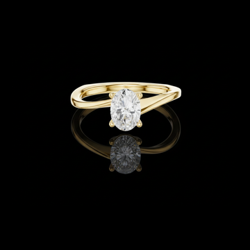 Oval Cut Moissanite Diamond Twist Solitaire Engagement Ring