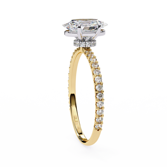 Oval Cut Lab Diamond Solitaire Engagement Ring Micro Pave Band