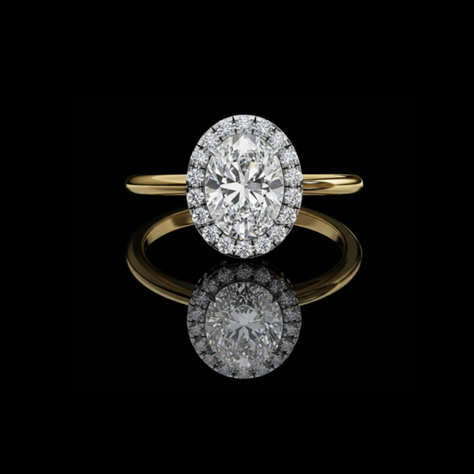 Oval Cut Halo Lab Diamond Ring with Slim Band