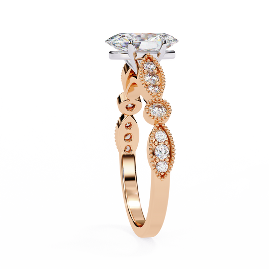 Vintage Inspired Oval Cut Lab Diamond Anniversary Ring