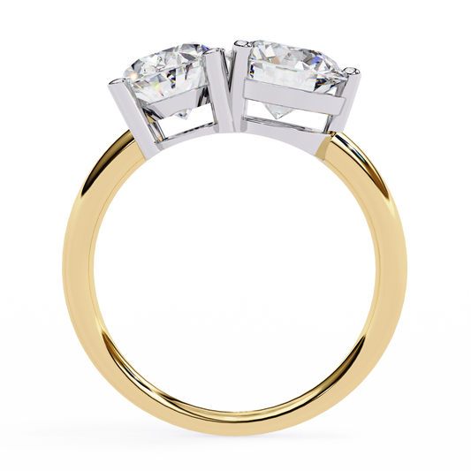 Oval and Round Moissanite Diamond Toi et Moi Engagement Ring
