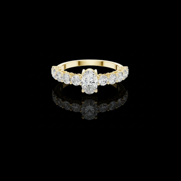 0.50 CT Brilliant Oval Moissanite Diamond Engagement Ring with Pave Round Diamond Band