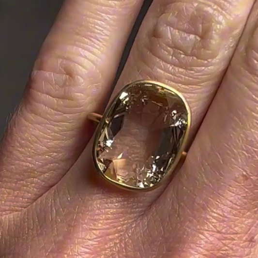 Cushion Rose Cut Moissanite Diamond Bezel Solitaire Gold Ring