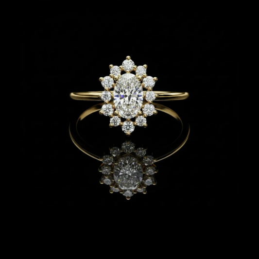 Oval Halo Lab Grown Diamond Floral Ring