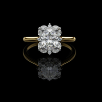 1.29 CT Trendy Oval Cut Cluster Lab Grown Diamond Vintage Floral Halo Engagement Ring For Her