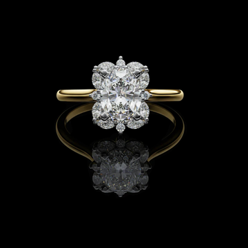 1.29 CT Trendy Oval Cut Cluster Lab Grown Diamond Vintage Floral Halo Engagement Ring For Her