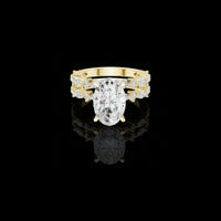 3.00 CT Opulent Couture Bridal Oval Cut Ring with Double Row Moissanite Diamond Gallery Statement Jewelry