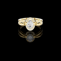 Oval Cut Moissanite Diamond Halo Split Band Engagement Ring
