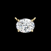 East West Oval Cut Solitaire Pendant with Four Prong Side Loops Moissanite