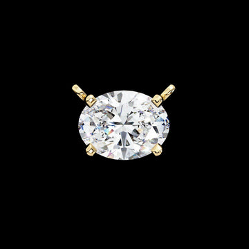 East West Oval Cut Solitaire Pendant with Four Prong Side Loops Moissanite