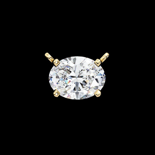 East West Oval Cut Solitaire Pendant with Four Prong Side Loops Moissanite