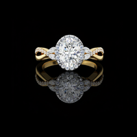 Oval Cut Lab Grown Diamond Ring with Twisted Infinity Band