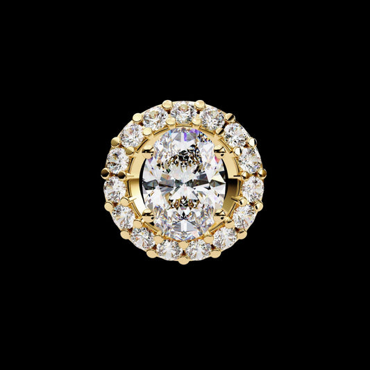 Oval Cut Solitaire Halo Pendant with Center Lab Diamond and Accent Stones