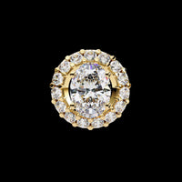Oval Cut Solitaire Halo Pendant with Center Moissanite and Accent Stones