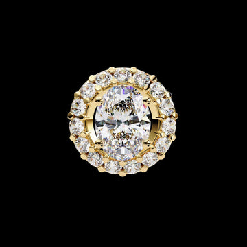 Oval Cut Solitaire Halo Pendant with Center Moissanite and Accent Stones