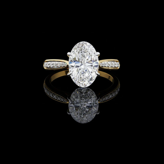 1.88 CT Magnificent Oval-Cut Lab grown Diamond Ring with Pavé Accents for Elevated Elegance