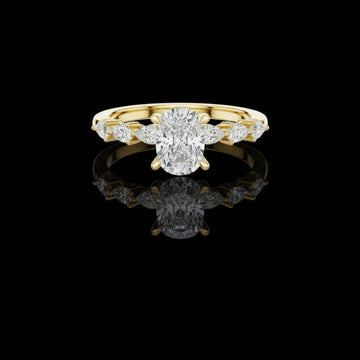 Hidden Halo Cushion Cut Pave Setting Moissanite Diamond Ring