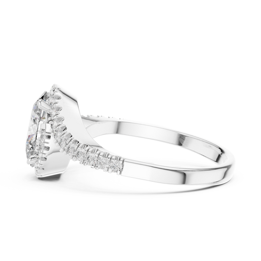 Oval Cut Lab Diamond Hidden Halo Twist Ring