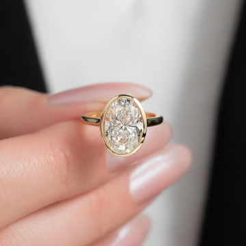 2.92 CT Classic Oval Cut Bezel Set Moissanite Diamond Solitaire with Hidden Halo Engagement Ring For Her