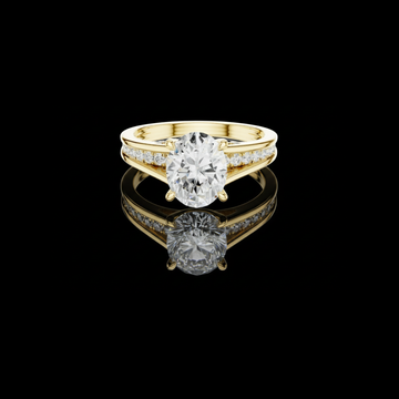 1.67 CT Glamorous Oval Cut Moissanite Diamond Split Shank Ring with Shiny Pave Accents
