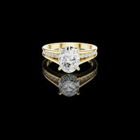 Oval Cut Lab Grown Diamond Split Shank Ring with Pave Accents