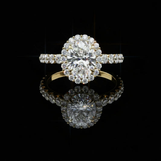 1.08 CT Fantastic Oval Cut Moissanite Diamond Halo Engagement Ring A Sparkling Symphony of Brilliant Accents