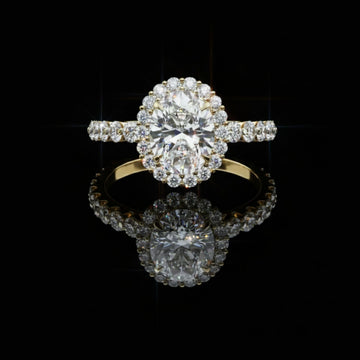 1.08 CT Fantastic Oval Cut Lab Grown Diamond Halo Engagement Ring A Sparkling Symphony of Brilliant Accents
