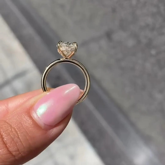 Elegant Oval Cut Lab Grown Hidden Halo Solitaire Ring