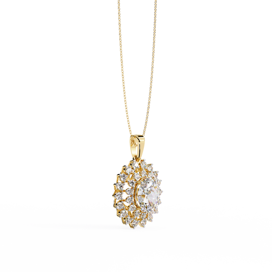 Round Sunburst Inspire Moissanite Diamond Necklace