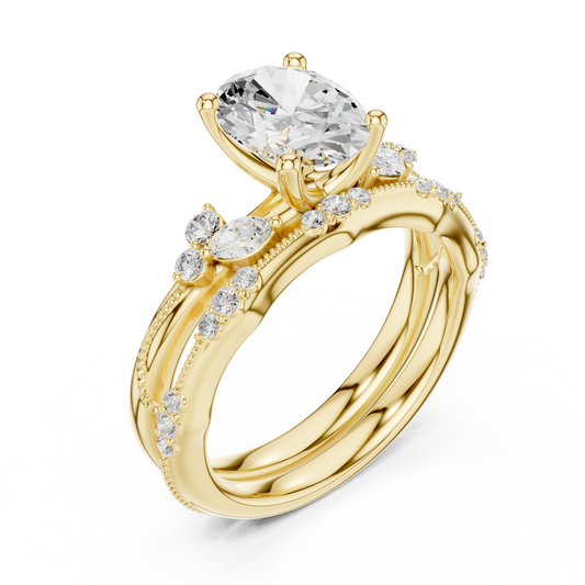Stunning Oval Cut Moissanite Diamond Bridal Ring Set