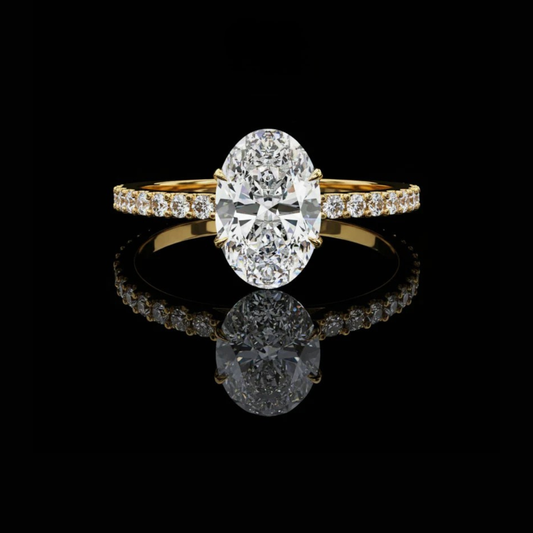 1.20 CT Elegant Oval Cut Lab Grown Diamond Pave Engagement Ring in Solid Gold For Gift