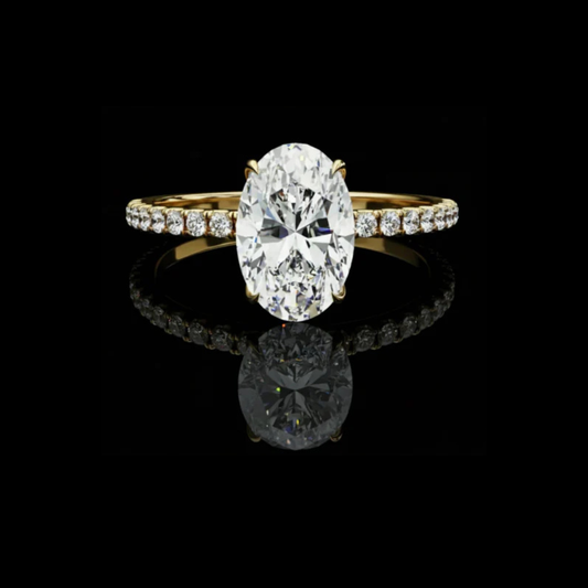 1.20 CT Elegant Oval Cut Pave Band Lab Grown Diamond Bridal Ring with Sparkling Finish