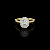 Oval Cut Halo Lab Grown Diamond with Cathedral Band Ring
