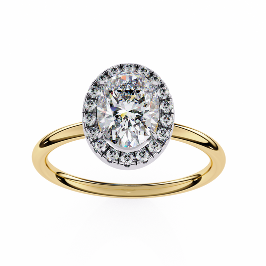 Oval Cut Halo Lab Diamond Ring with Slim Band