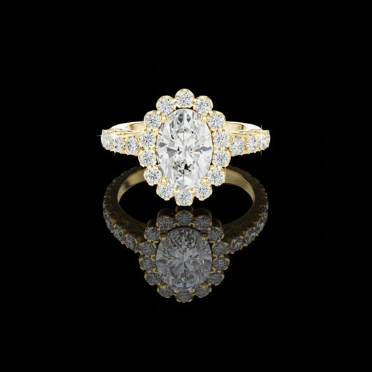 2.12 CT Radiant Vintage Inspired Elegance Oval Cut Floral Halo Moissanite Diamond Ring
