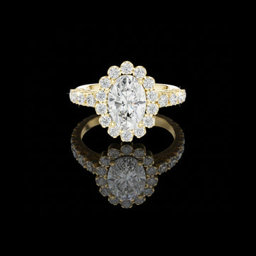 2.12 CT Radiant Vintage Inspired Elegance Oval Cut Floral Halo Lab Grown Diamond Ring
