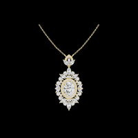 Oval Halo Medallion Pendant with Marquise Moissanite