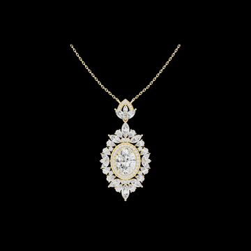 Oval Halo Medallion Pendant with Marquise Moissanite