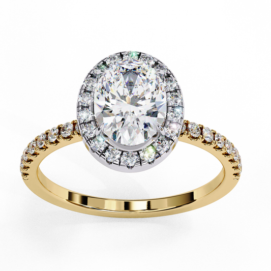 Oval Cut Halo Lab Grown Diamond Ring