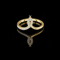 Pave Diamond Snake Bypass Moissanite Ring
